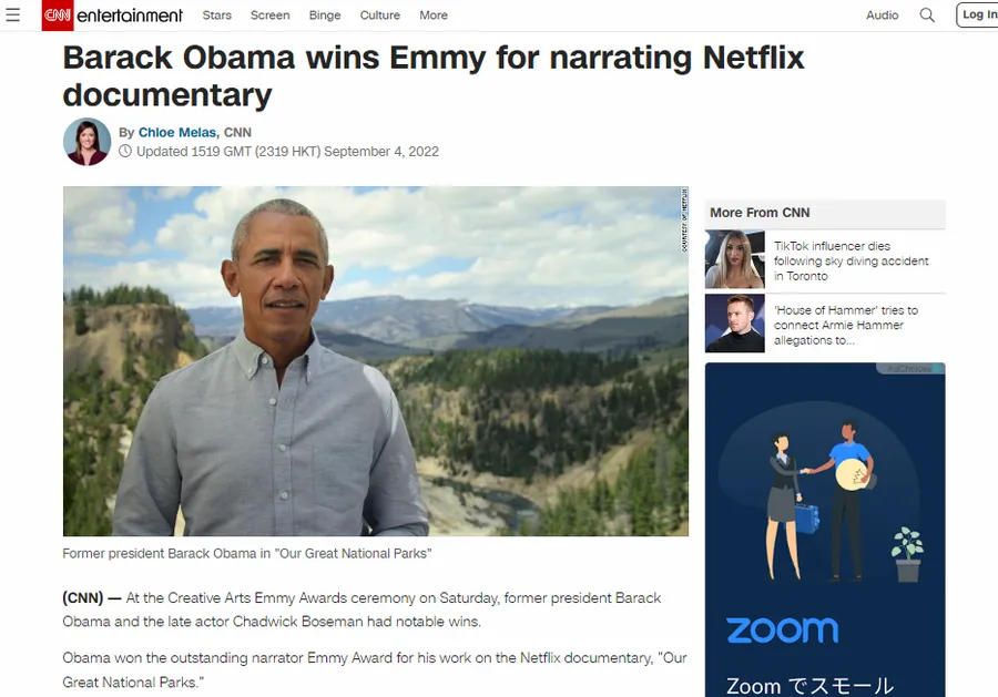 Barack Obama wins Emmy for narrating Netflix documentary